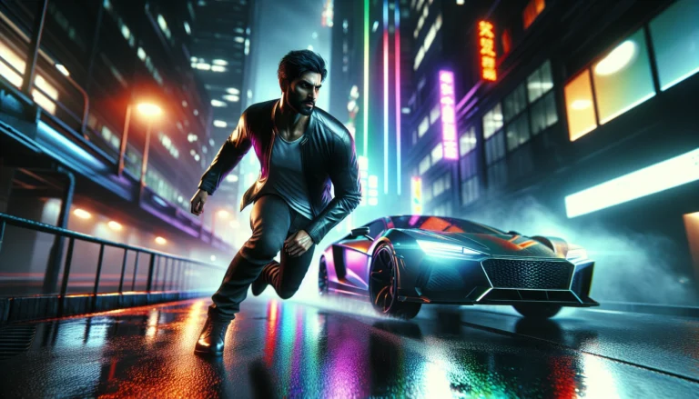 Marvel Rivals video game character in futuristic cyberpunk setting gaming action hero